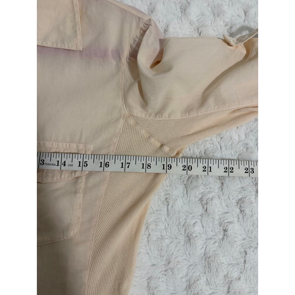 NEW Standard James Perse Peach Contrast Ribbed Surplus Button-down Shirt L - Picture 6 of 6